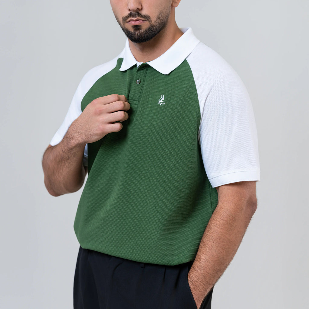 Men’s Polo Shirt – Green & White