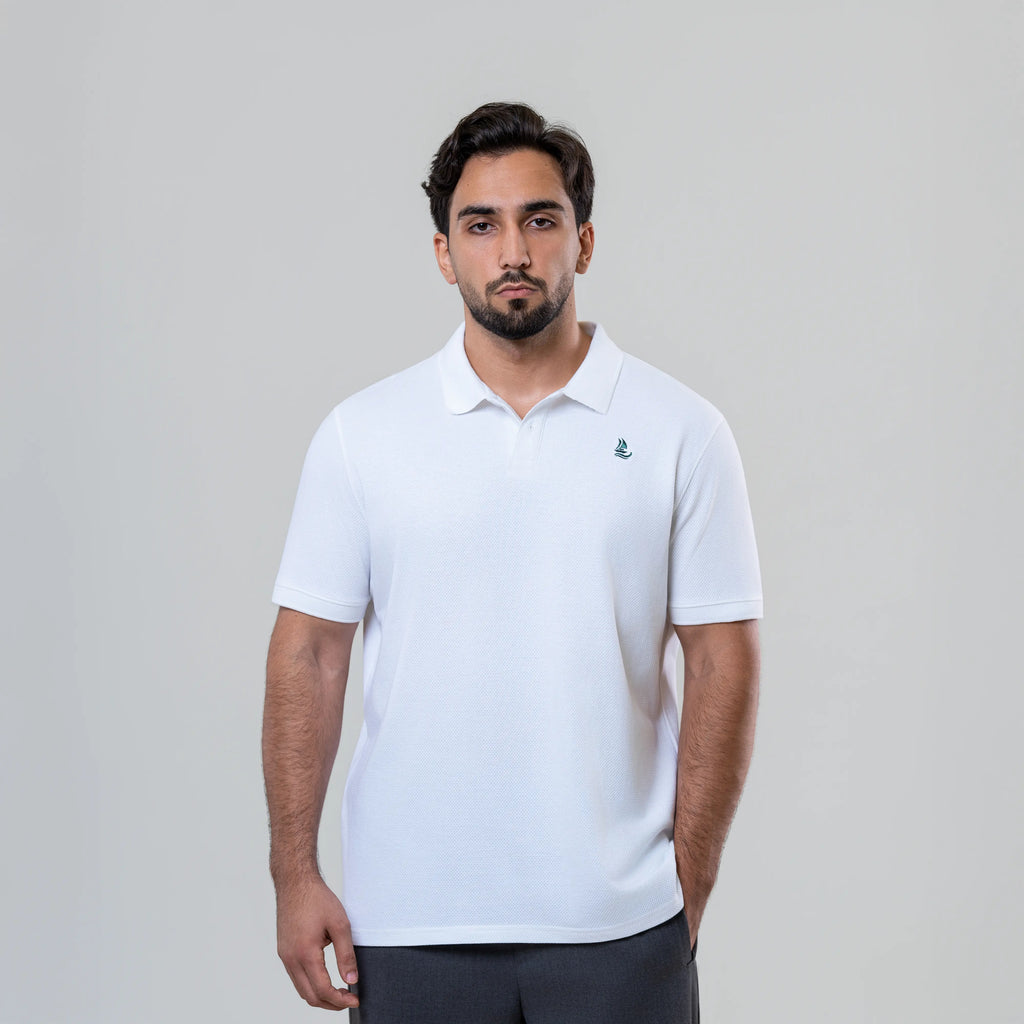Men’s White Cotton Polo Shirt