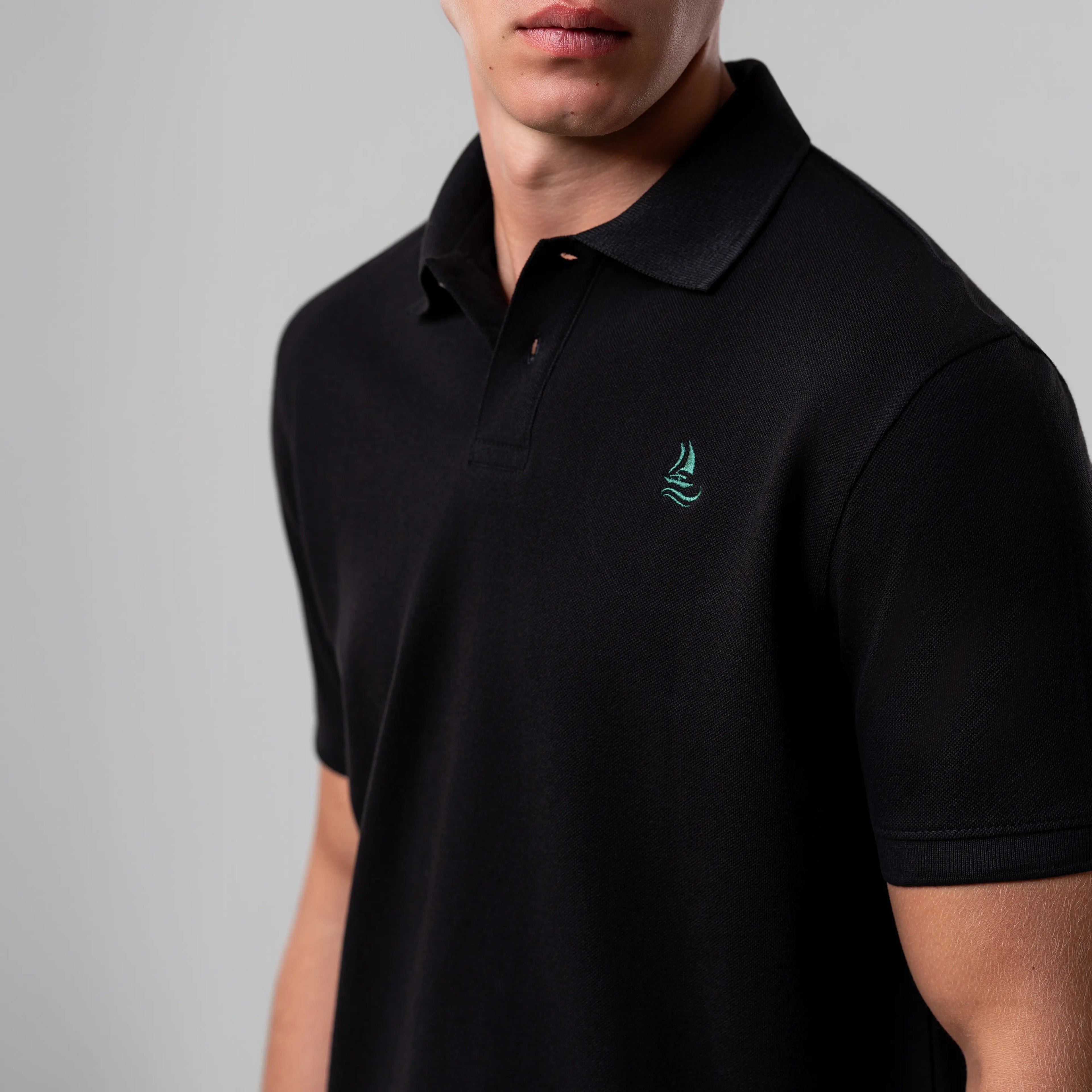 Men’s Black Pique Cotton Polo