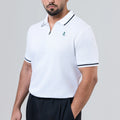 Men’s White Zipper Polo Shirt With Black Tipping