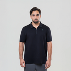 Men’s Black Interlock Fabric Polo – Zipper Front