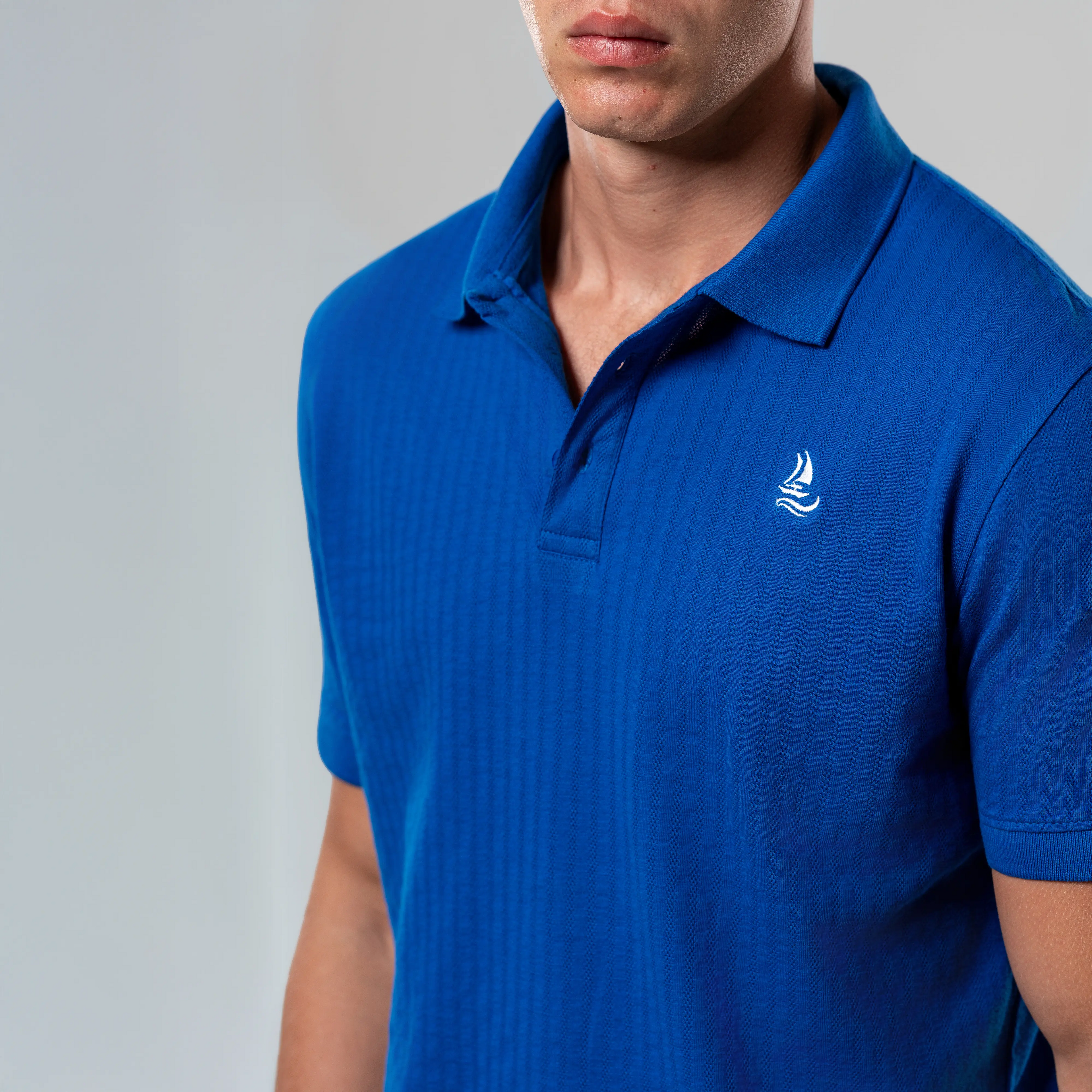 Men’s Blue Ottoman Fabric Polo