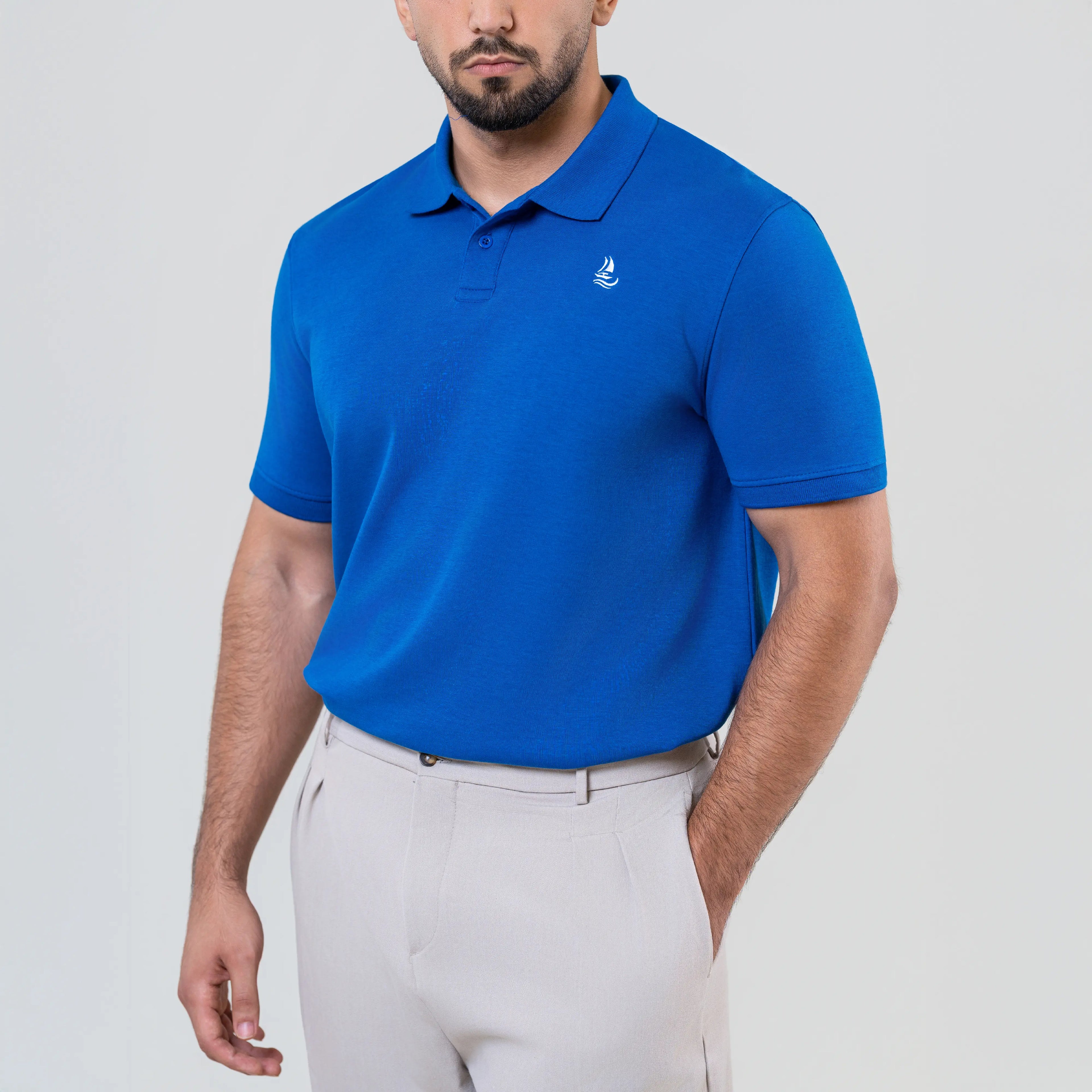 Men’s Blue Interlock Polo