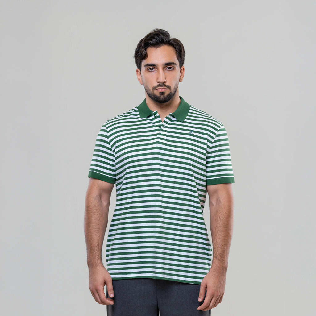 Men’s Striped Green Polo Shirt