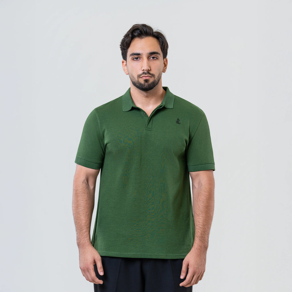 Men’s Green Polo Shirt – Hidden Placket