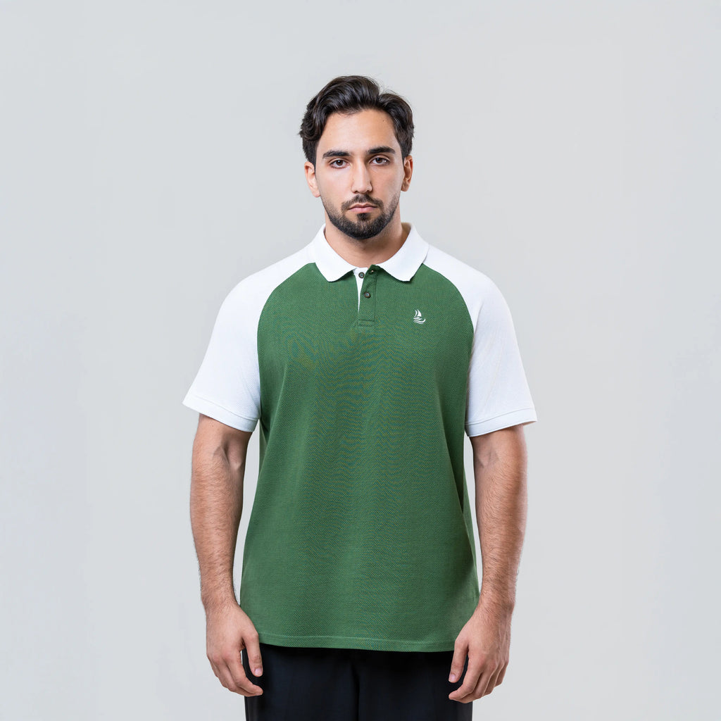 Men’s Polo Shirt – Green & White