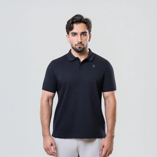 Men’s Black Popcorn Cotton Polo