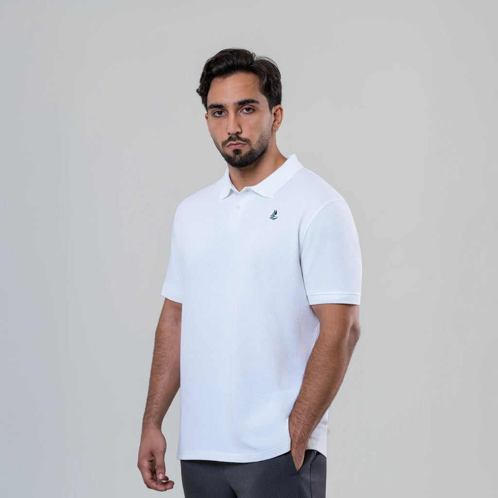 Men’s White Cotton Polo Shirt