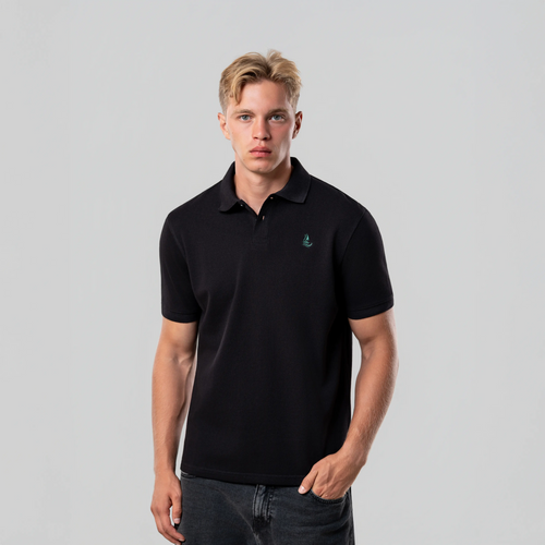 Men’s Black Pique Cotton Polo