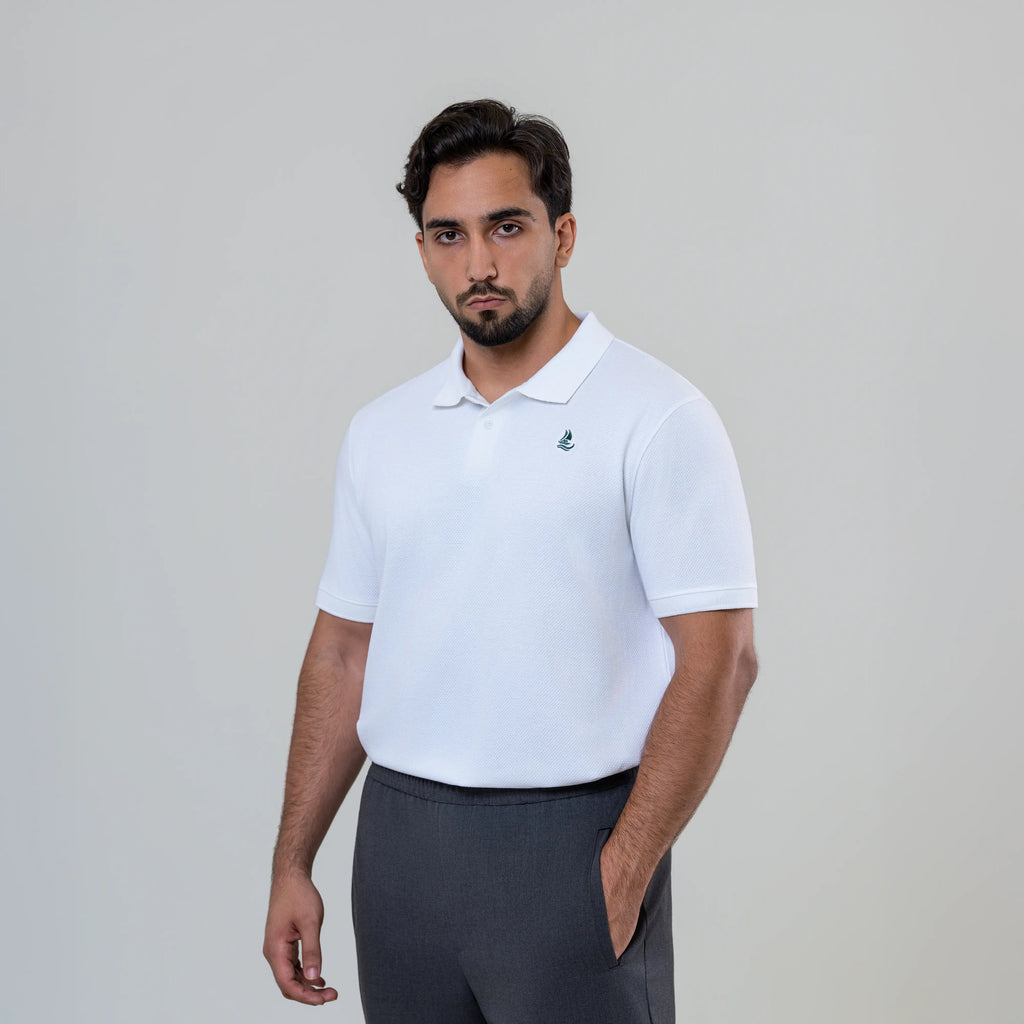 Men’s White Cotton Polo Shirt