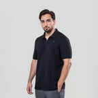 Men’s Black Interlock Fabric Polo – Zipper Front