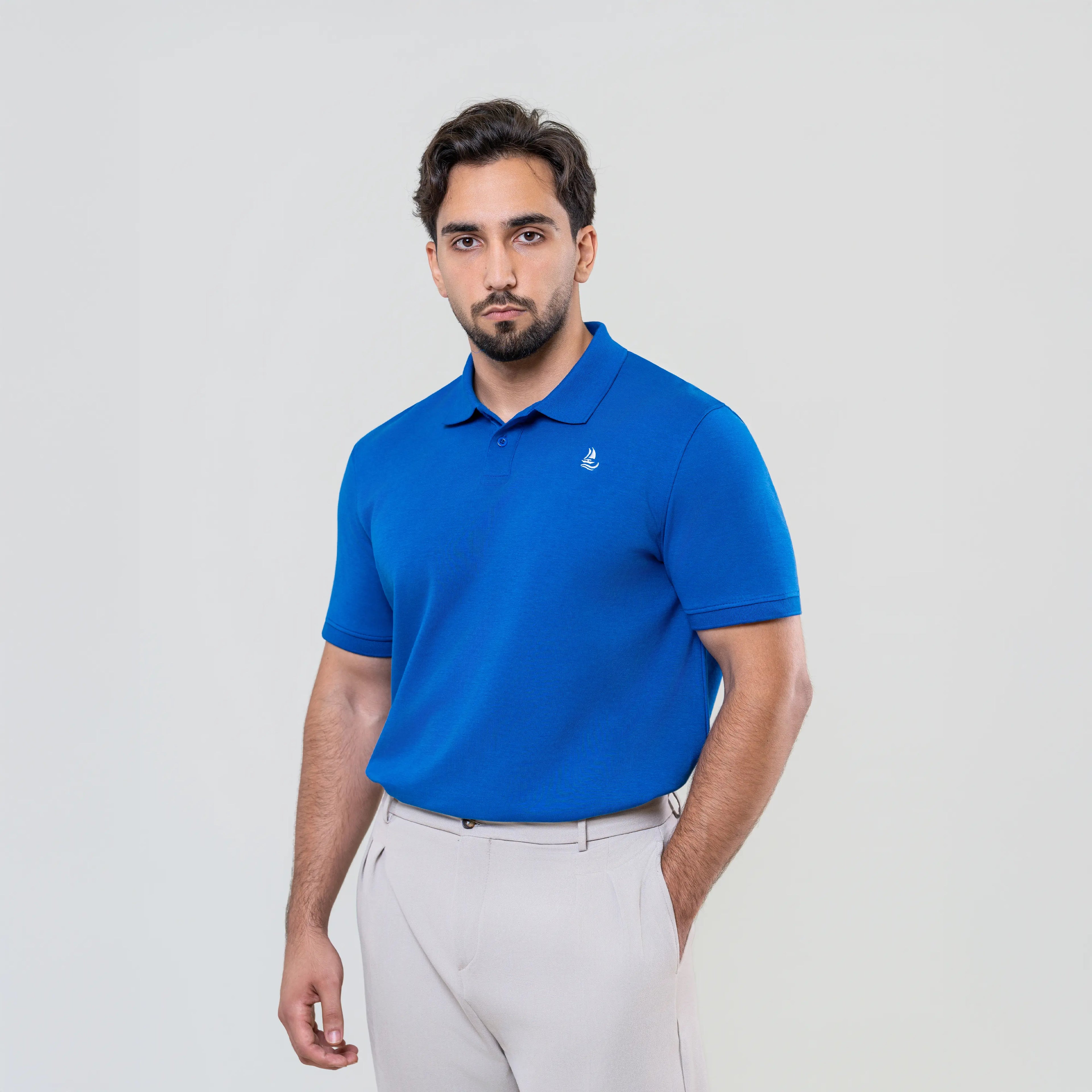 Men’s Blue Interlock Polo