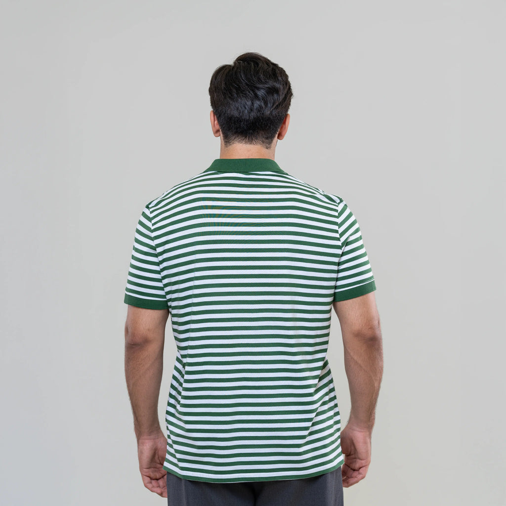Men’s Striped Green Polo Shirt