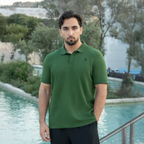 Men’s Green Polo Shirt – Hidden Placket