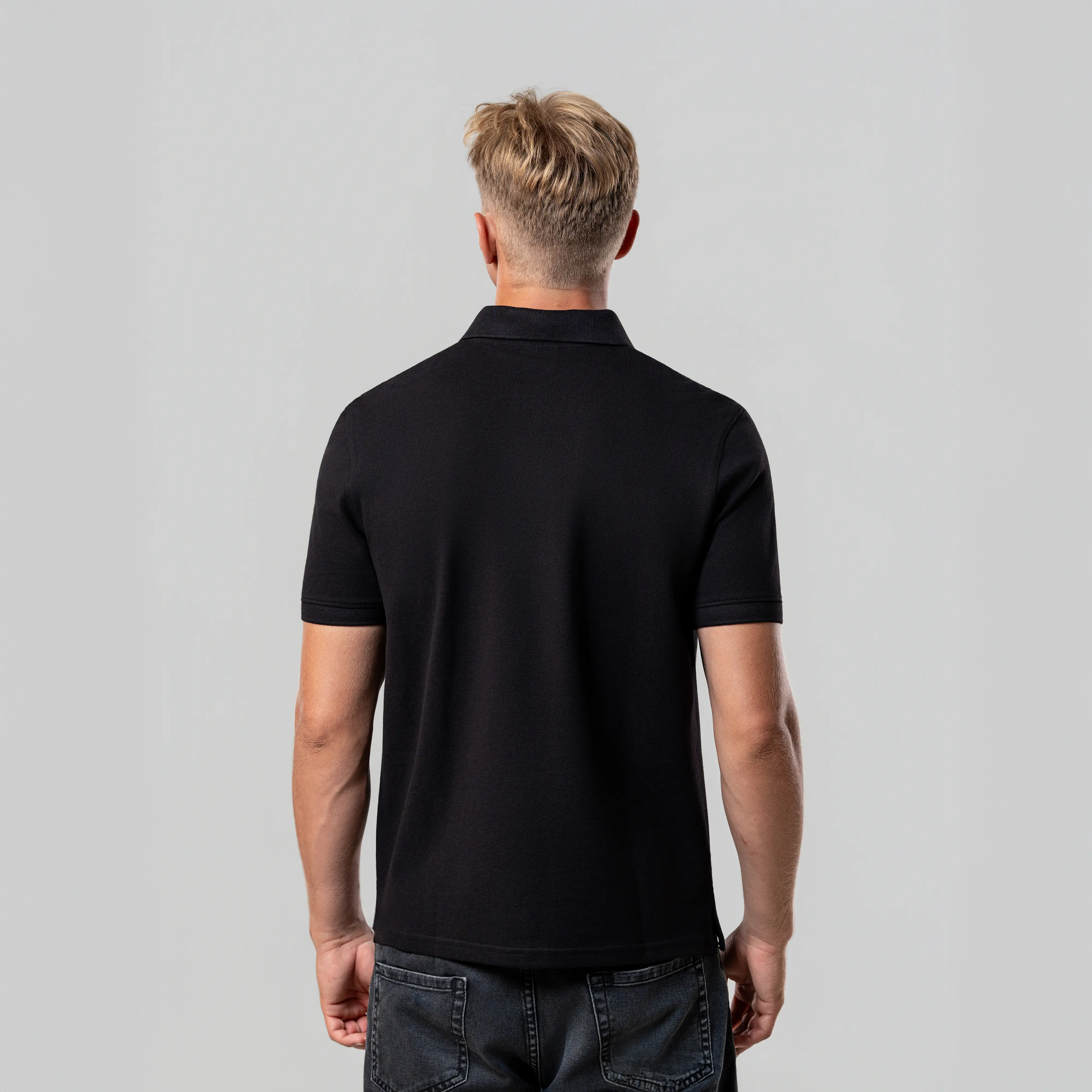 Men’s Black Pique Cotton Polo
