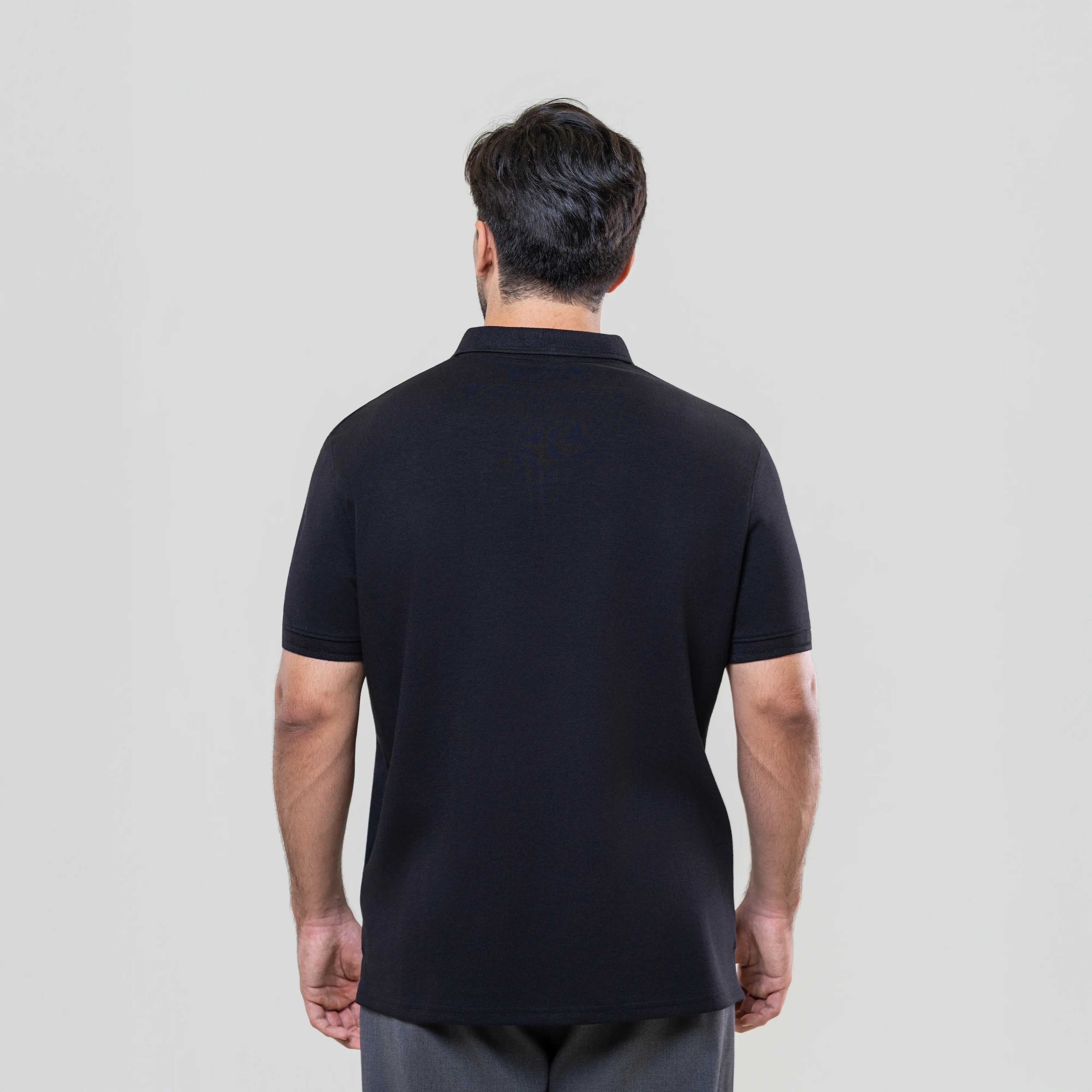 Men’s Black Interlock Fabric Polo – Zipper Front