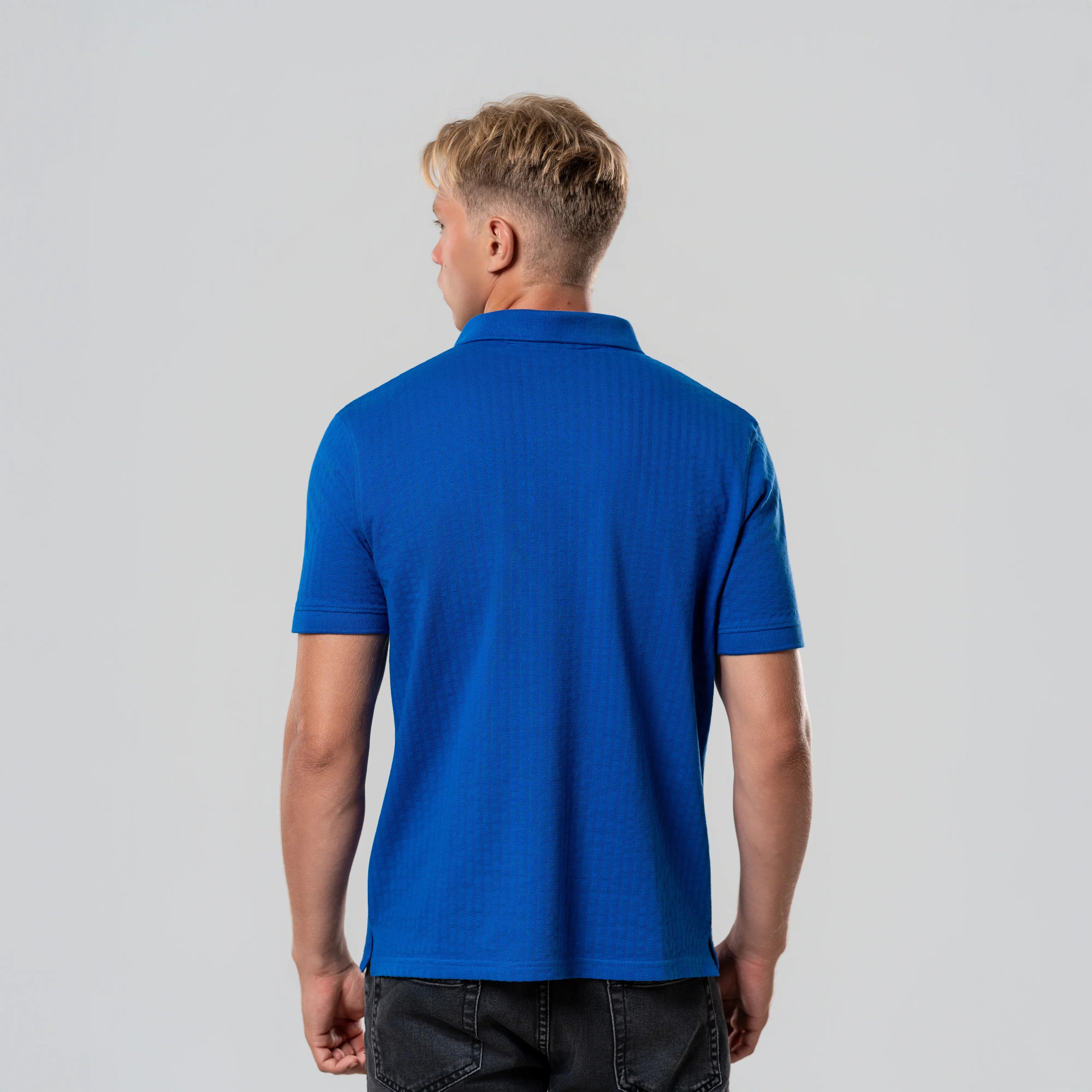 Men’s Blue Ottoman Fabric Polo