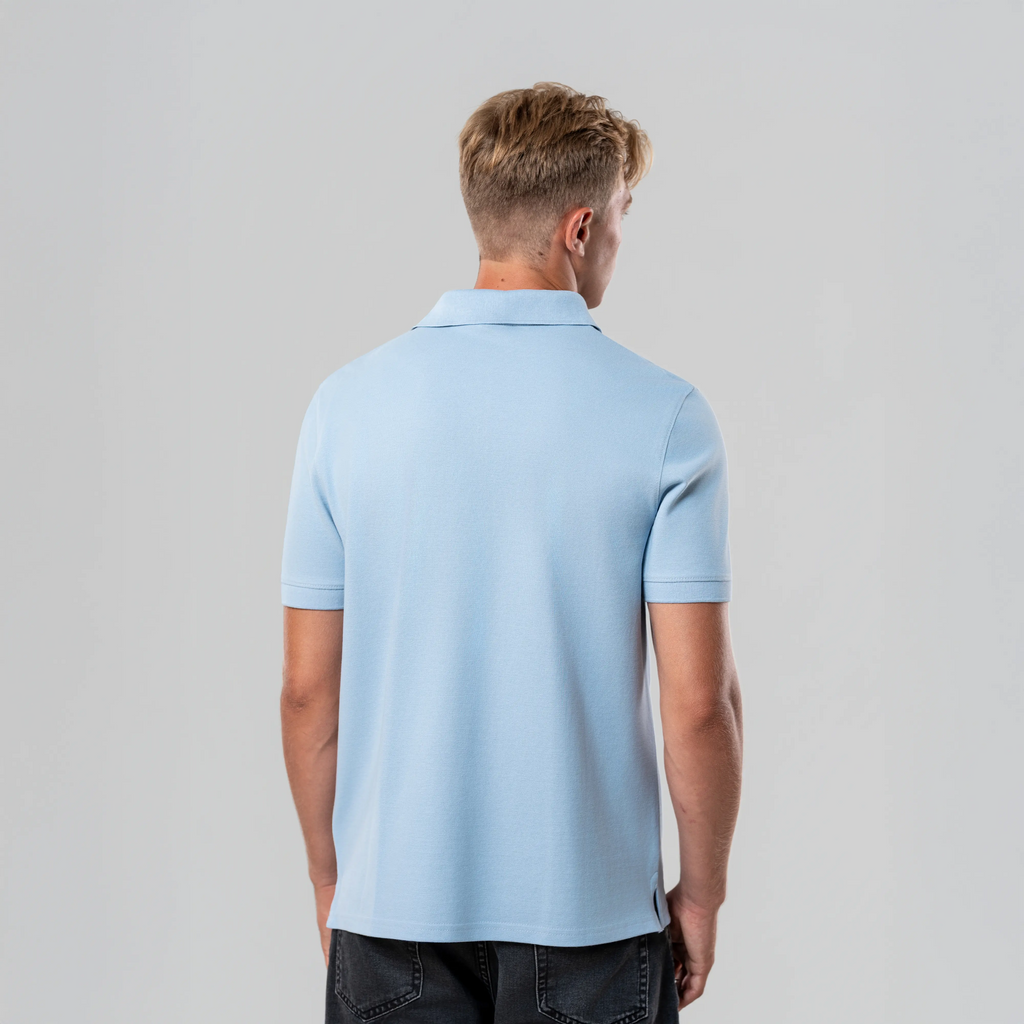 Men’s Sky Blue Polo Shirt – Hidden Placket