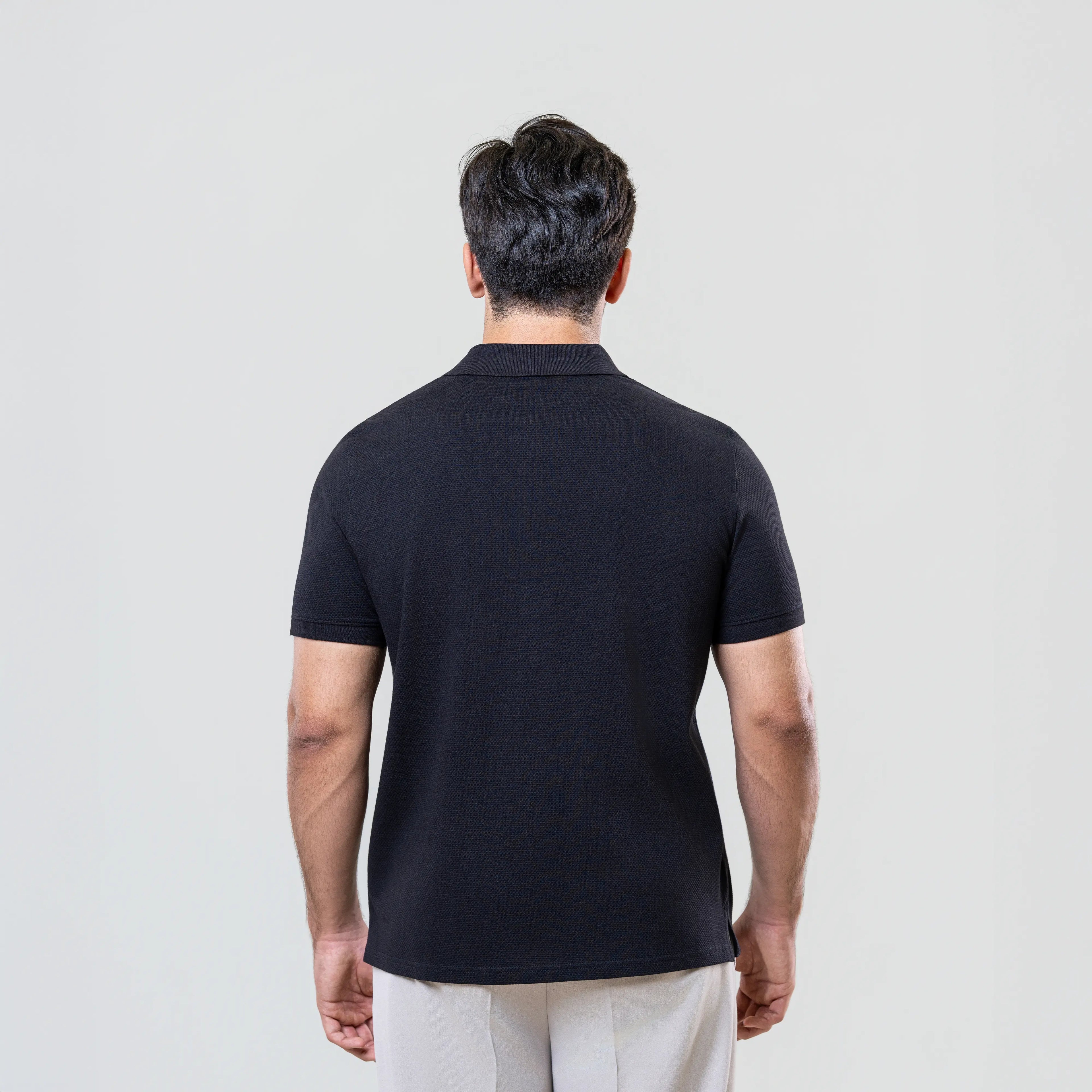 Men’s Black Popcorn Cotton Polo
