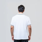 Men’s White Zipper Polo Shirt With Black Tipping