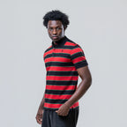 Men’s Striped Red Cotton Polo Shirt