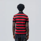 Men’s Striped Red Cotton Polo Shirt
