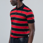 Men’s Striped Red Cotton Polo Shirt