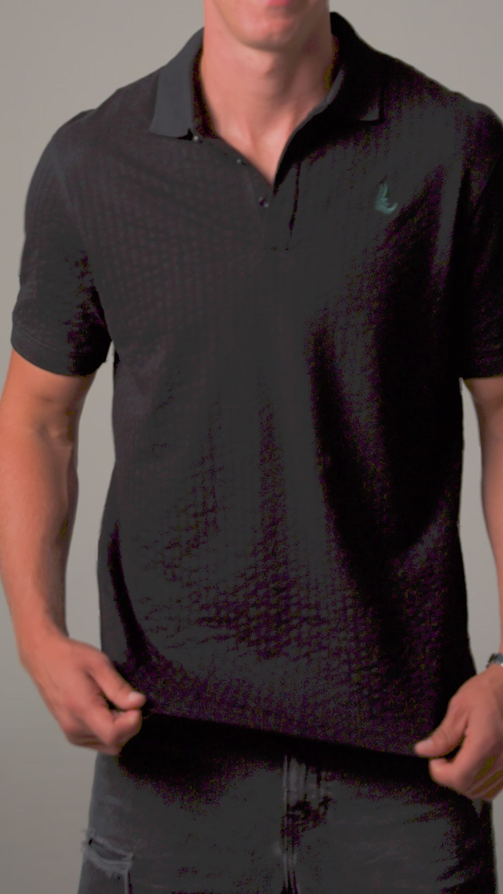 Men’s Black Polo Shirt - Hidden Placket