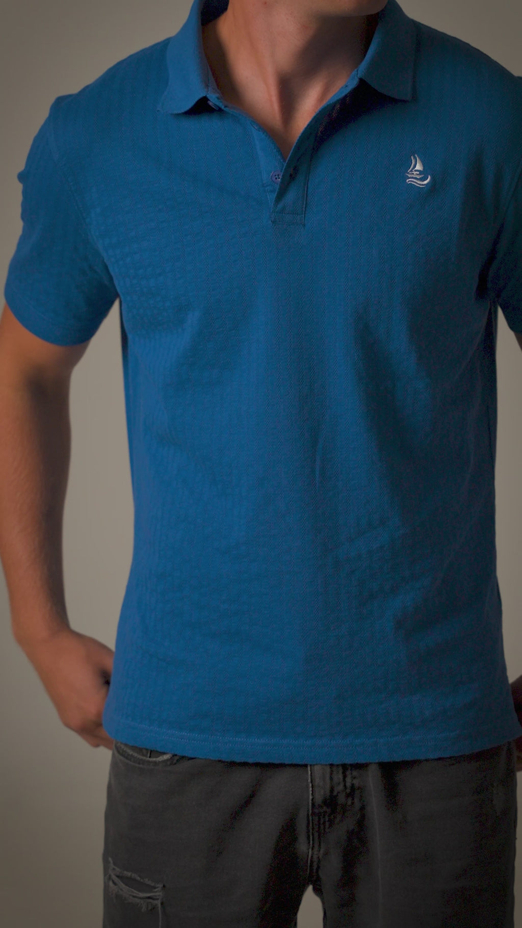 Men’s Blue Fabric Polo