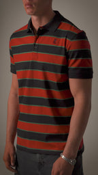 Men’s Striped Red Cotton Polo Shirt